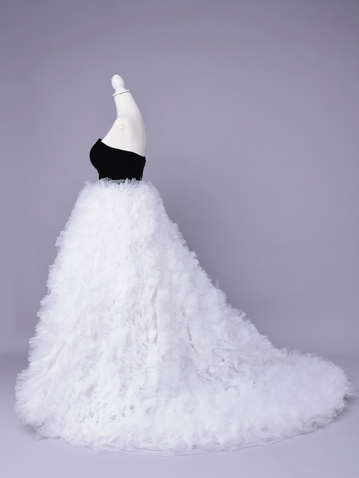 vanityME.couture. バニティミークチュール Quartz Ruffle Couture クォーツ・ラッフル・クチュール ロングドレス バースデー 白 ボリューム vctr-t-25083-2