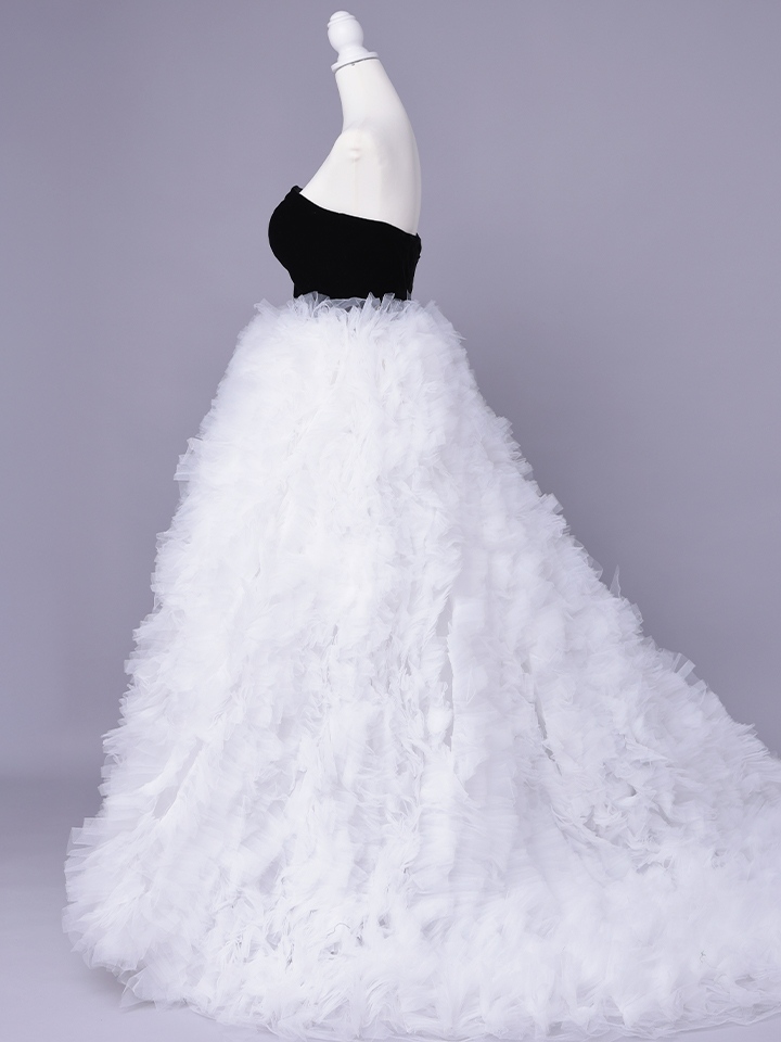 vanityME.couture. バニティミークチュール Quartz Ruffle Couture クォーツ・ラッフル・クチュール ロングドレス バースデー 白 ボリューム vctr-t-25083-2