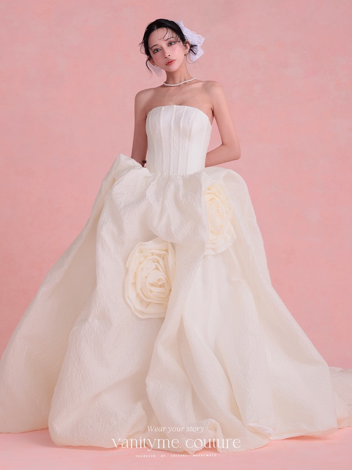 vanityME.couture. バニティミークチュール Blanc Rose Couture ブラン・ローズ・クチュール ロングドレス バースデー 白 薔薇 プリンセス vctr-t-25081-2