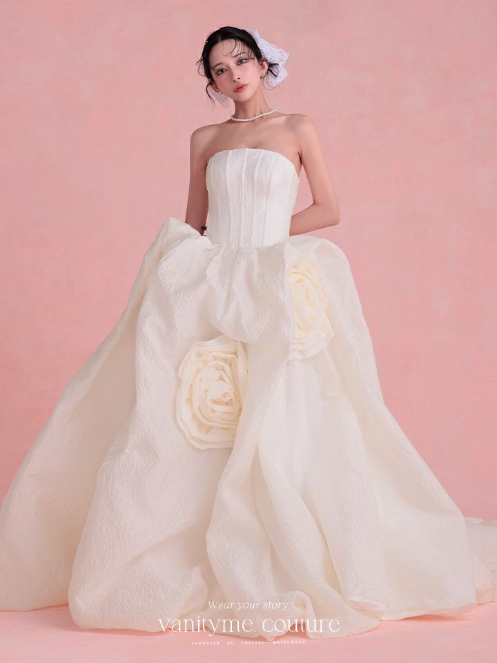 vanityME.couture. バニティミークチュール Blanc Rose Couture ブラン・ローズ・クチュール ロングドレス バースデー 白 薔薇 プリンセス vctr-t-25081-2