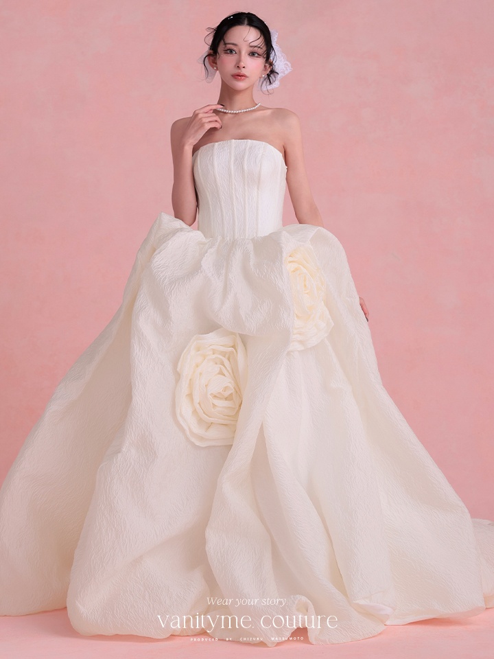 vanityME.couture. バニティミークチュール Blanc Rose Couture ブラン・ローズ・クチュール ロングドレス バースデー 白 薔薇 プリンセス vctr-t-25081-2