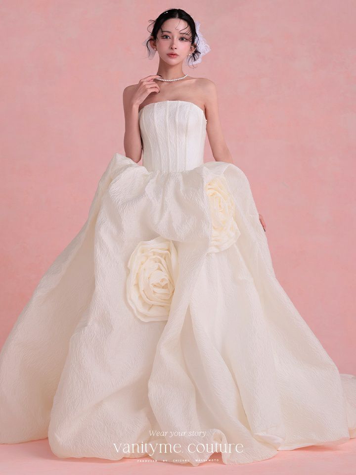 vanityME.couture. バニティミークチュール Blanc Rose Couture ブラン・ローズ・クチュール ロングドレス バースデー 白 薔薇 プリンセス vctr-t-25081-2