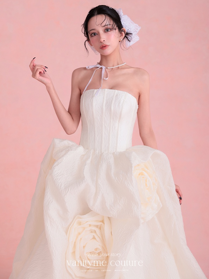 vanityME.couture. バニティミークチュール Blanc Rose Couture ブラン・ローズ・クチュール ロングドレス バースデー 白 薔薇 プリンセス vctr-t-25081-2