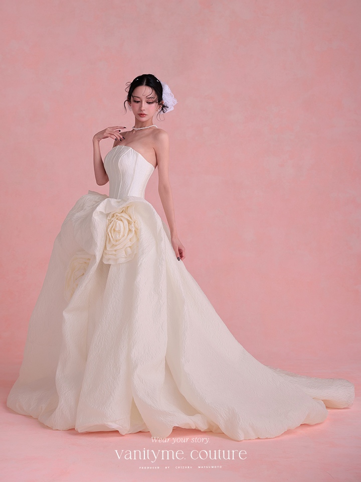 vanityME.couture. バニティミークチュール Blanc Rose Couture ブラン・ローズ・クチュール ロングドレス バースデー 白 薔薇 プリンセス vctr-t-25081-2