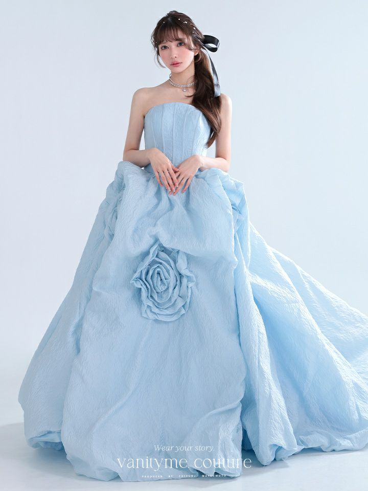 vanityME.couture. バニティミークチュール Ciel Rose Couture シエル・ローズ・クチュール ロングドレス バースデー ブルー 水色 薔薇 プリンセス vctr-t-25081-3
