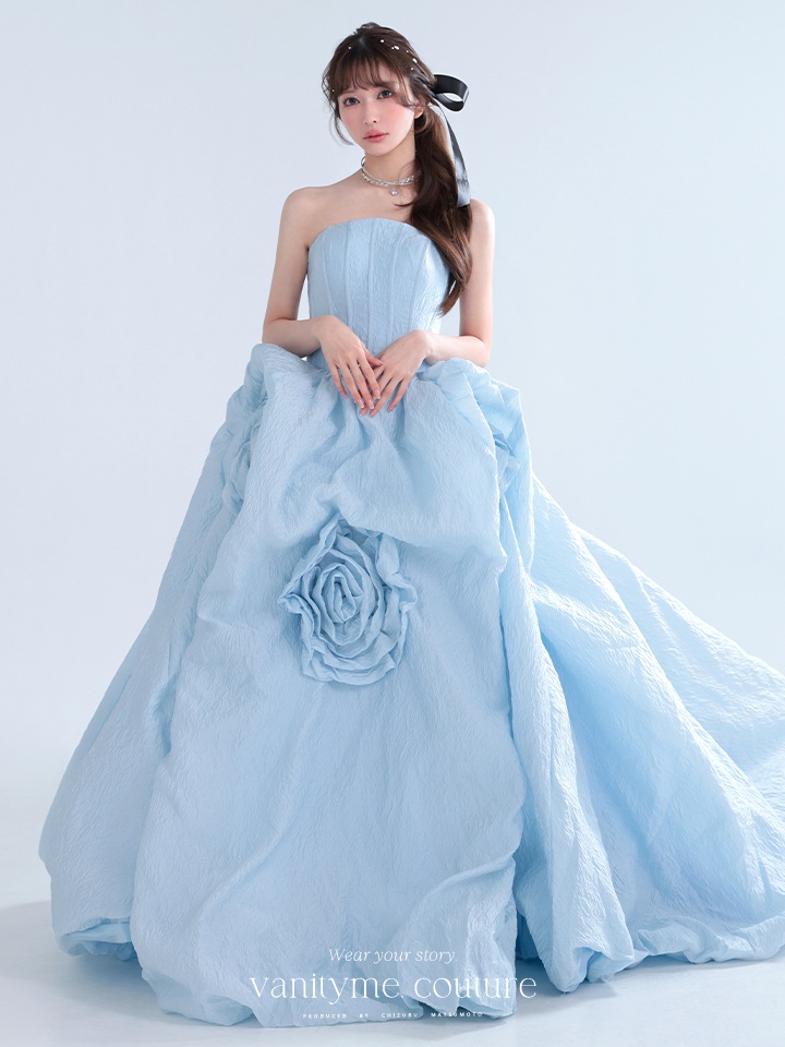 vanityME.couture. バニティミークチュール Ciel Rose Couture シエル・ローズ・クチュール ロングドレス バースデー ブルー 水色 薔薇 プリンセス vctr-t-25081-3