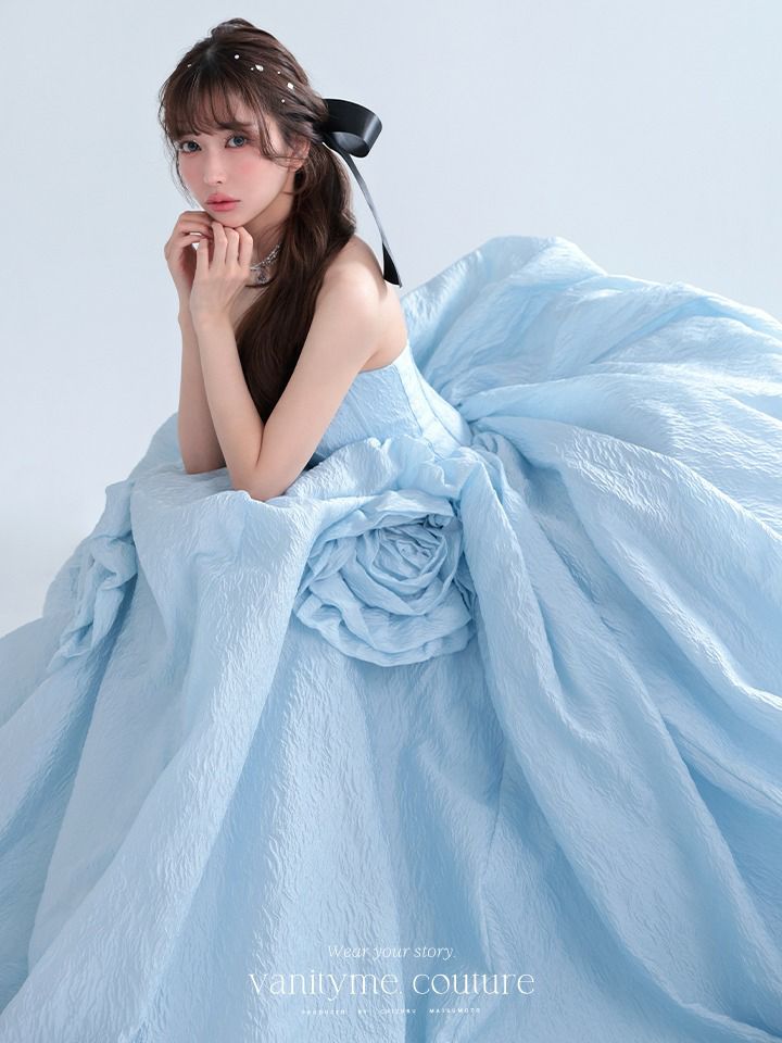 vanityME.couture. バニティミークチュール Ciel Rose Couture シエル・ローズ・クチュール ロングドレス バースデー ブルー 水色 薔薇 プリンセス vctr-t-25081-3