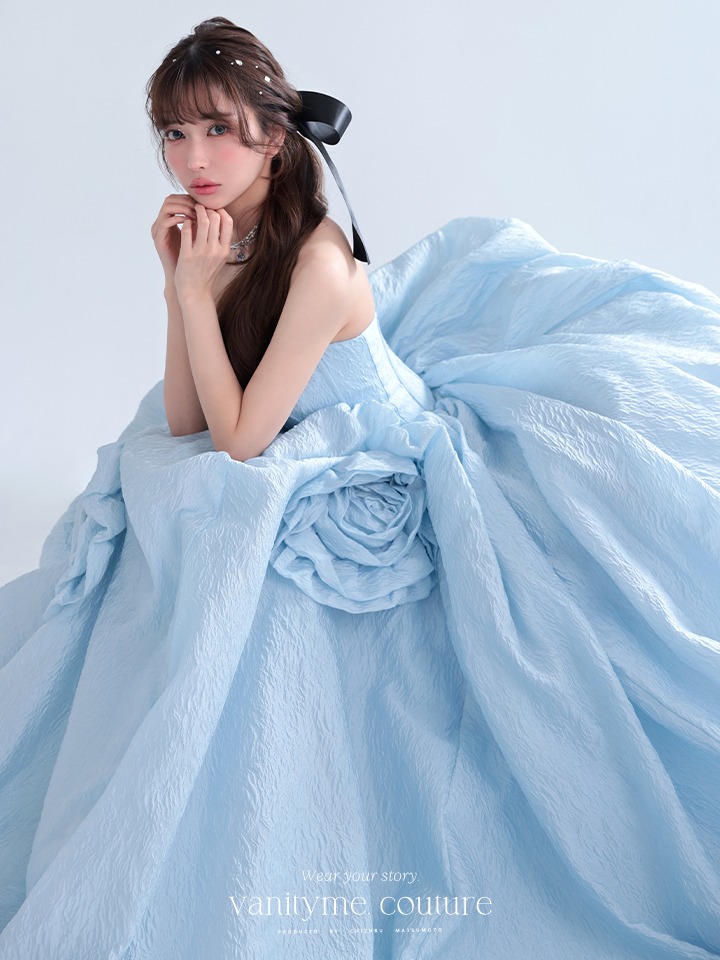 vanityME.couture. バニティミークチュール Ciel Rose Couture シエル・ローズ・クチュール ロングドレス バースデー ブルー 水色 薔薇 プリンセス vctr-t-25081-3