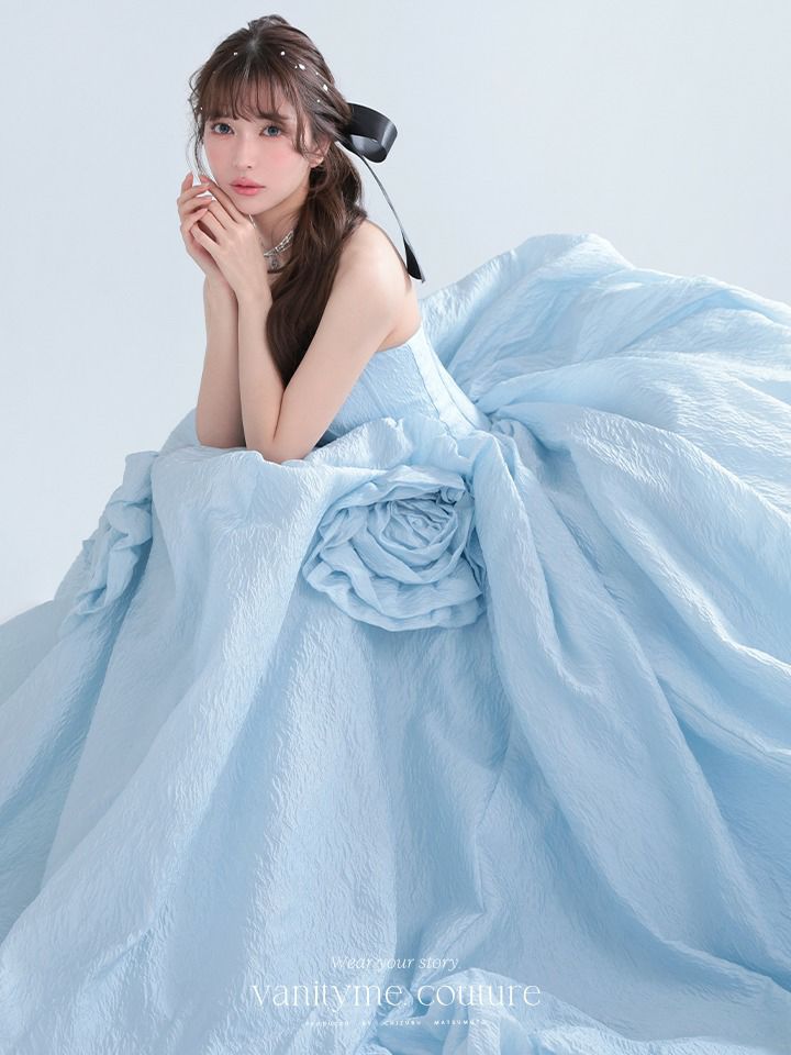 vanityME.couture. バニティミークチュール Ciel Rose Couture シエル・ローズ・クチュール ロングドレス バースデー ブルー 水色 薔薇 プリンセス vctr-t-25081-3