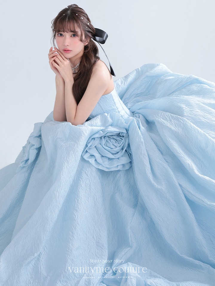 vanityME.couture. バニティミークチュール Ciel Rose Couture シエル・ローズ・クチュール ロングドレス バースデー ブルー 水色 薔薇 プリンセス vctr-t-25081-3