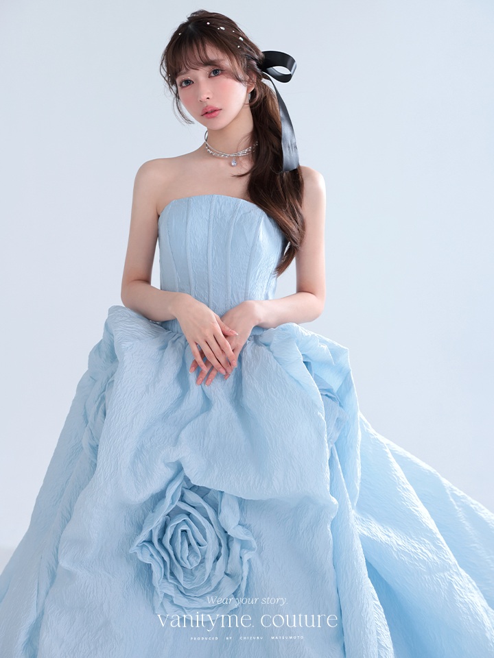 vanityME.couture. バニティミークチュール Ciel Rose Couture シエル・ローズ・クチュール ロングドレス バースデー ブルー 水色 薔薇 プリンセス vctr-t-25081-3
