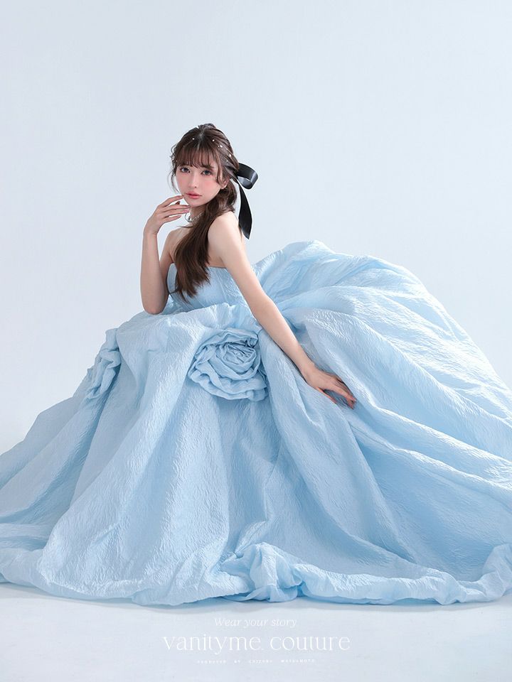 vanityME.couture. バニティミークチュール Ciel Rose Couture シエル・ローズ・クチュール ロングドレス バースデー ブルー 水色 薔薇 プリンセス vctr-t-25081-3