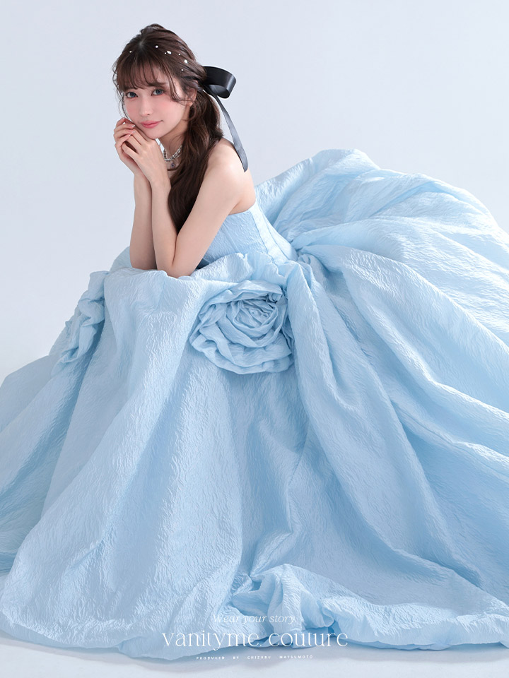 vanityME.couture. バニティミークチュール Ciel Rose Couture シエル・ローズ・クチュール ロングドレス バースデー ブルー 水色 薔薇 プリンセス vctr-t-25081-3