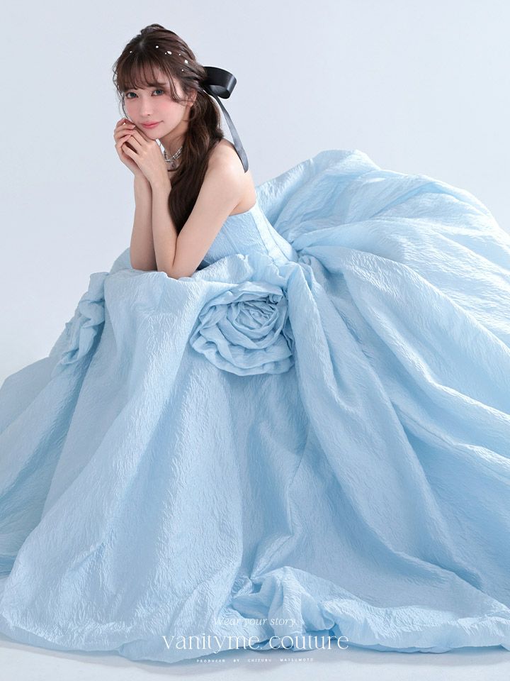 vanityME.couture. バニティミークチュール Ciel Rose Couture シエル・ローズ・クチュール ロングドレス バースデー ブルー 水色 薔薇 プリンセス vctr-t-25081-3