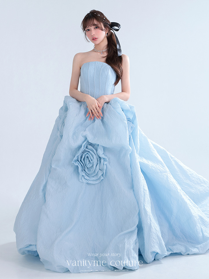vanityME.couture. バニティミークチュール Ciel Rose Couture シエル・ローズ・クチュール ロングドレス バースデー ブルー 水色 薔薇 プリンセス vctr-t-25081-3