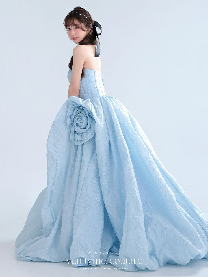 vanityME.couture. バニティミークチュール Ciel Rose Couture シエル・ローズ・クチュール ロングドレス バースデー ブルー 水色 薔薇 プリンセス vctr-t-25081-3