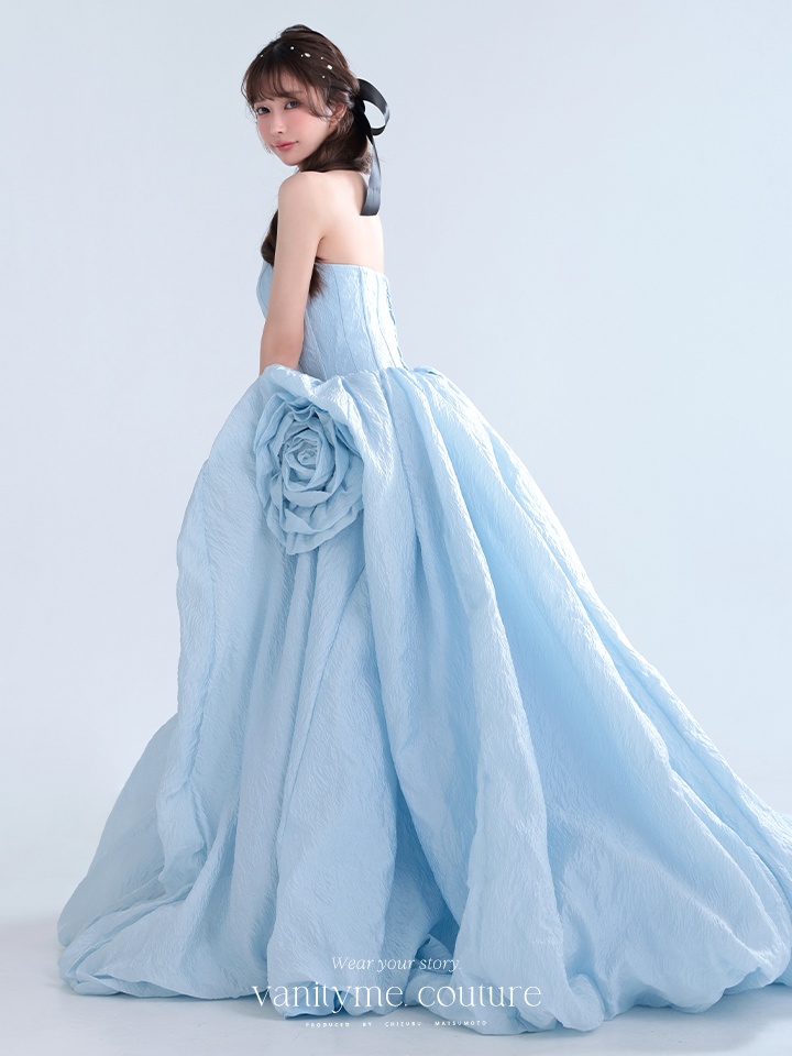 vanityME.couture. バニティミークチュール Ciel Rose Couture シエル・ローズ・クチュール ロングドレス バースデー ブルー 水色 薔薇 プリンセス vctr-t-25081-3