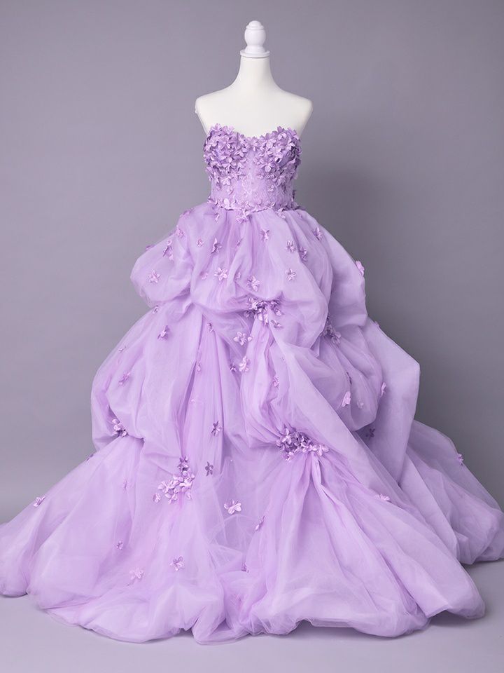 vanityME.couture. バニティミークチュール Lavande Fleur Couture ラヴァンド・フルール・クチュール ロングドレス ラベンダー 紫 花柄  フラワー バースデー vctr-t-25082-1