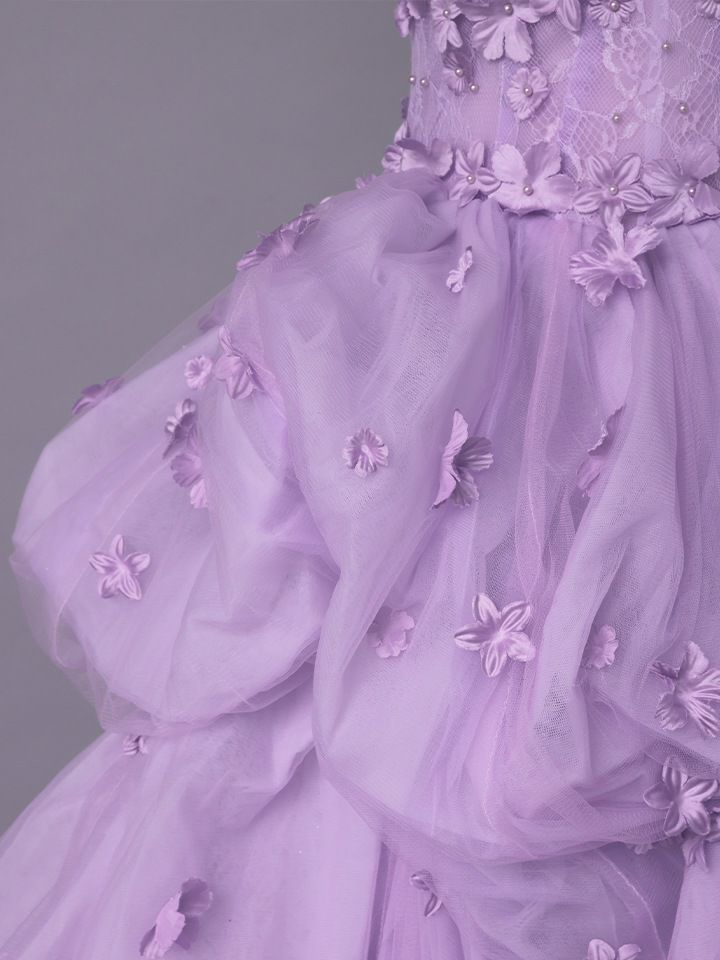 vanityME.couture. バニティミークチュール Lavande Fleur Couture ラヴァンド・フルール・クチュール ロングドレス ラベンダー 紫 花柄  フラワー バースデー vctr-t-25082-1