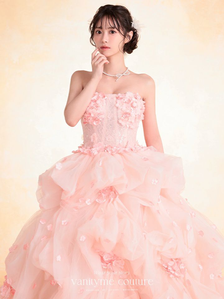 vanityME.couture. バニティミークチュール Rose Fleur Couture ローズ・フルール・クチュール ロングドレス ピンク 花柄 フラワー バースデー vctr-t-25082-2