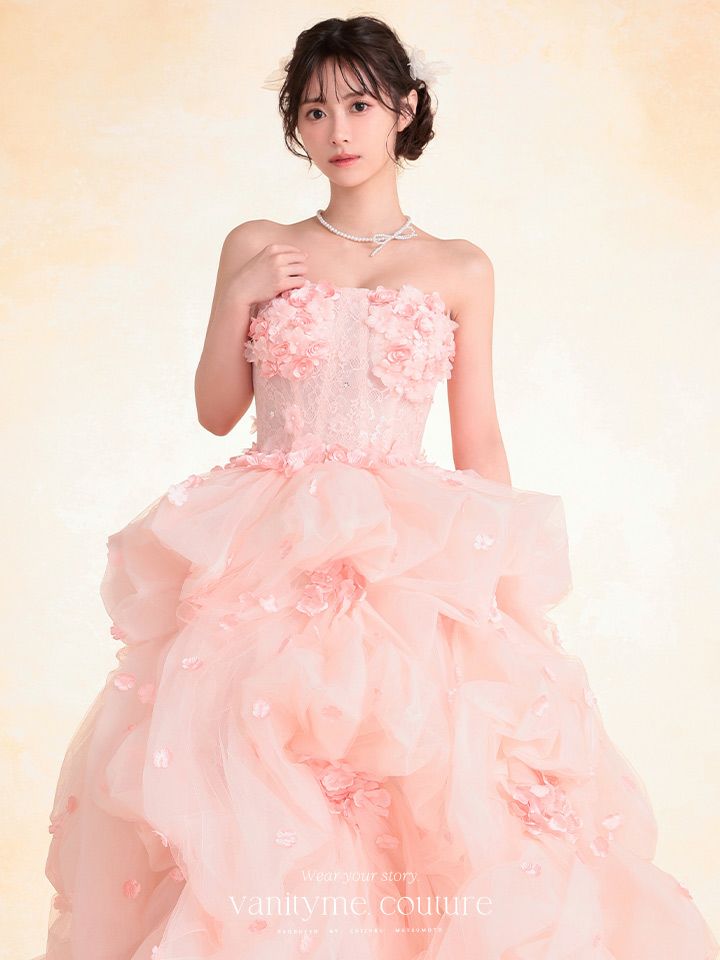 vanityME.couture. バニティミークチュール Rose Fleur Couture ローズ・フルール・クチュール ロングドレス ピンク 花柄 フラワー バースデー vctr-t-25082-2