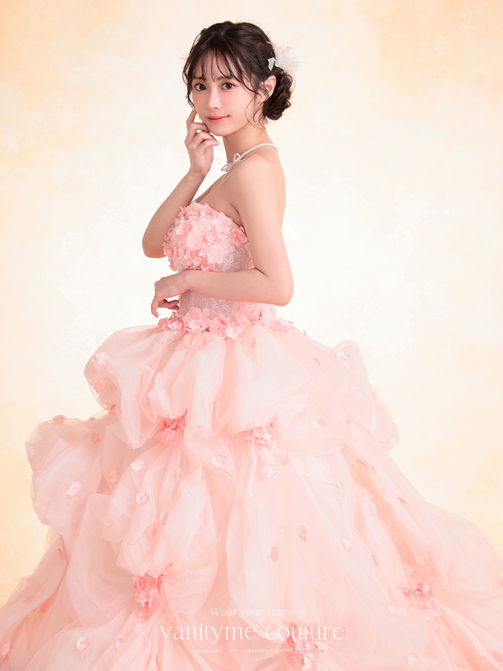 vanityME.couture. バニティミークチュール Rose Fleur Couture ローズ・フルール・クチュール ロングドレス ピンク 花柄 フラワー バースデー vctr-t-25082-2