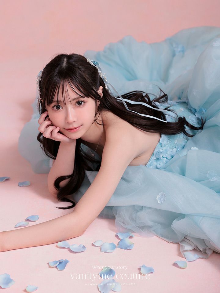 vanityME.couture. バニティミークチュール Ciel Fleur Couture シエル・フルール・クチュール ロングドレス ブルー 水色 花柄 フラワー バースデー vctr-t-25082-3