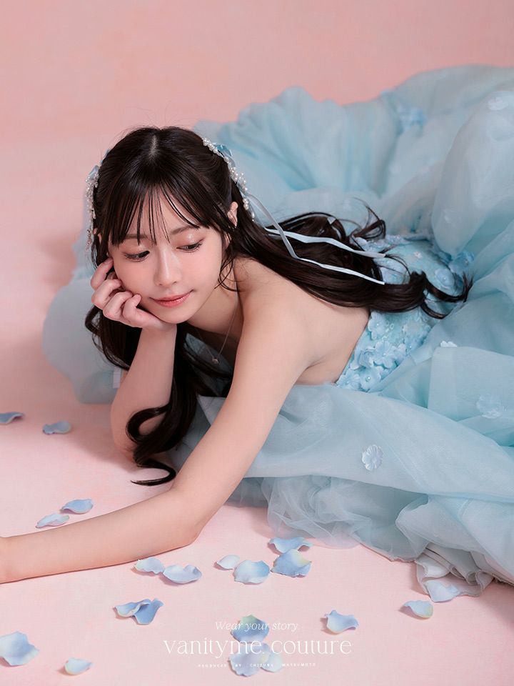 vanityME.couture. バニティミークチュール Ciel Fleur Couture シエル・フルール・クチュール ロングドレス ブルー 水色 花柄 フラワー バースデー vctr-t-25082-3