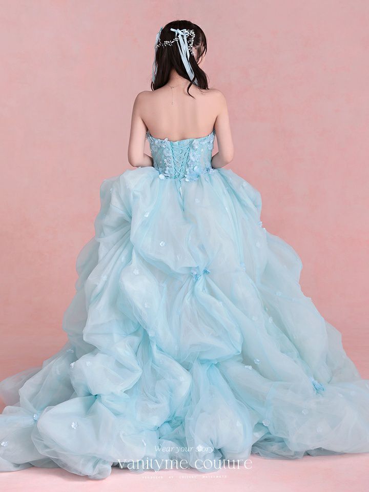 vanityME.couture. バニティミークチュール Ciel Fleur Couture シエル・フルール・クチュール ロングドレス ブルー 水色 花柄 フラワー バースデー vctr-t-25082-3