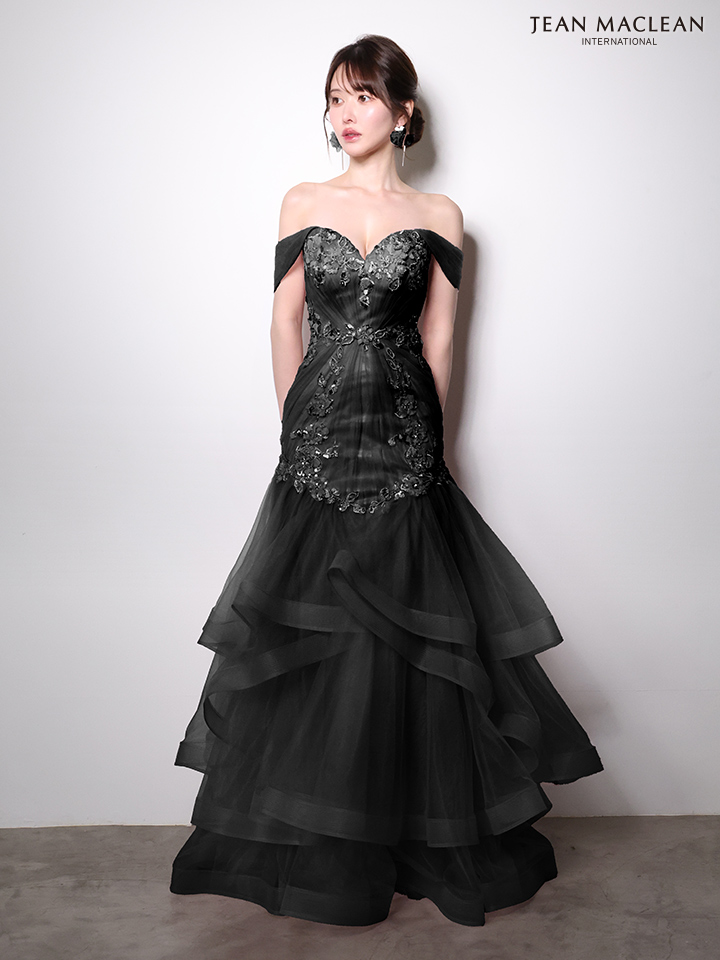 JEAN MACLEAN ジャンマクレーン オフショル/立体フラワーモチーフ/刺繍/マーメイド/タイト ロングドレス ja51003-c