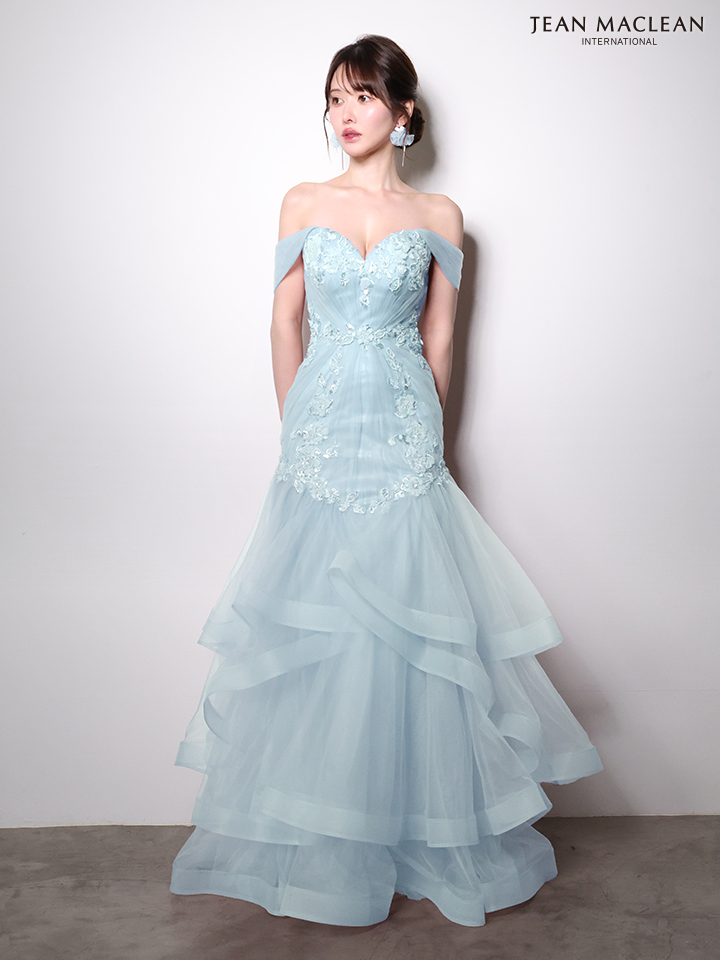 JEAN MACLEAN ジャンマクレーン オフショル/立体フラワーモチーフ/刺繍/マーメイド/タイト ロングドレス ja51003-c