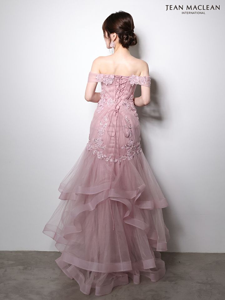 JEAN MACLEAN ジャンマクレーン オフショル/立体フラワーモチーフ/刺繍/マーメイド/タイト ロングドレス ja51003-c