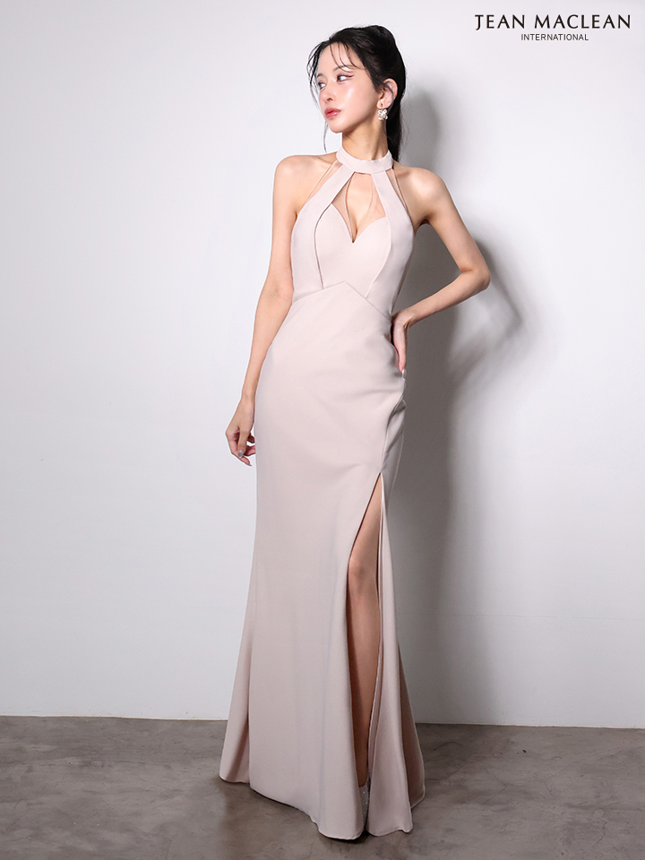 JEAN MACLEAN ジャンマクレーン ワンカラー/ホルターネック/バストカット/スリット入り/タイト ロングドレス ja51999-c