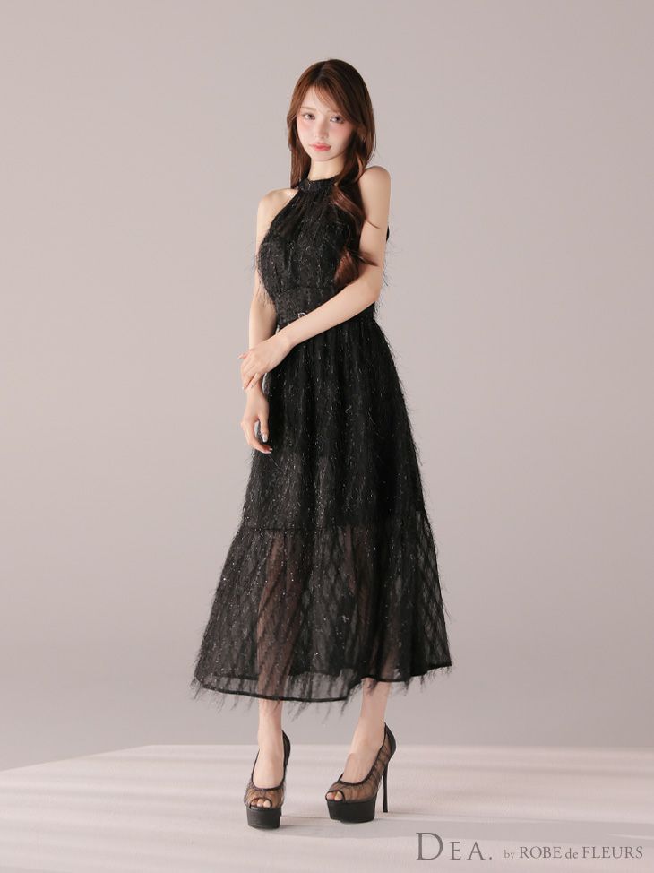 ROBE de FLEURS ローブドフルール ラインストーンビジュークリアメッシュパンプス【ヒール14cm】 sh106