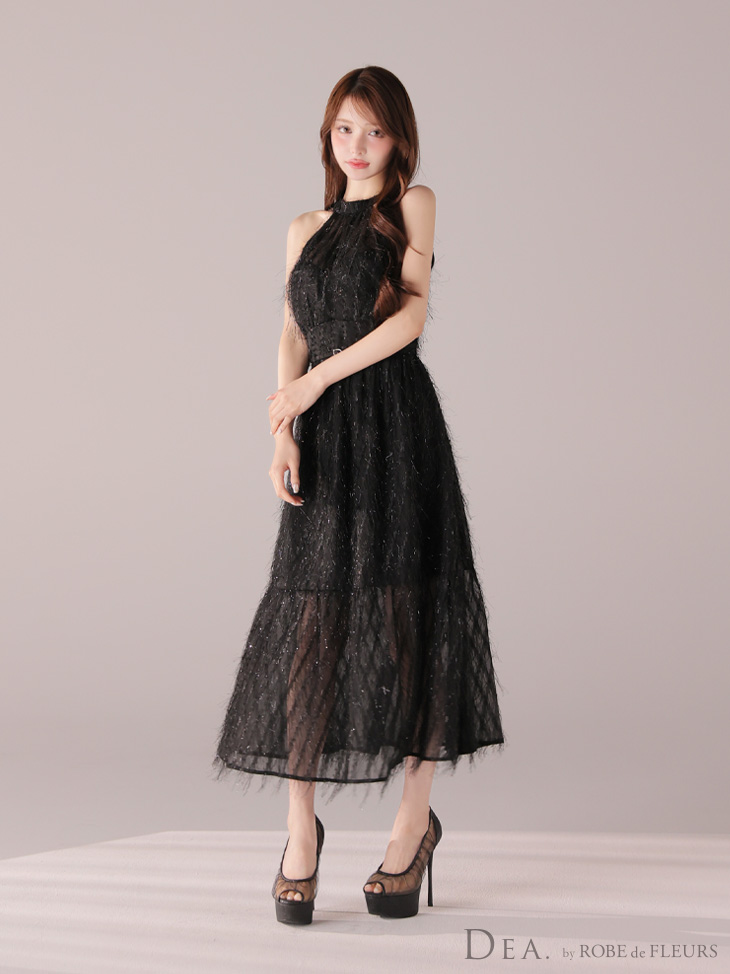 ROBE de FLEURS ローブドフルール ラインストーンビジュークリアメッシュパンプス【ヒール14cm】 sh106