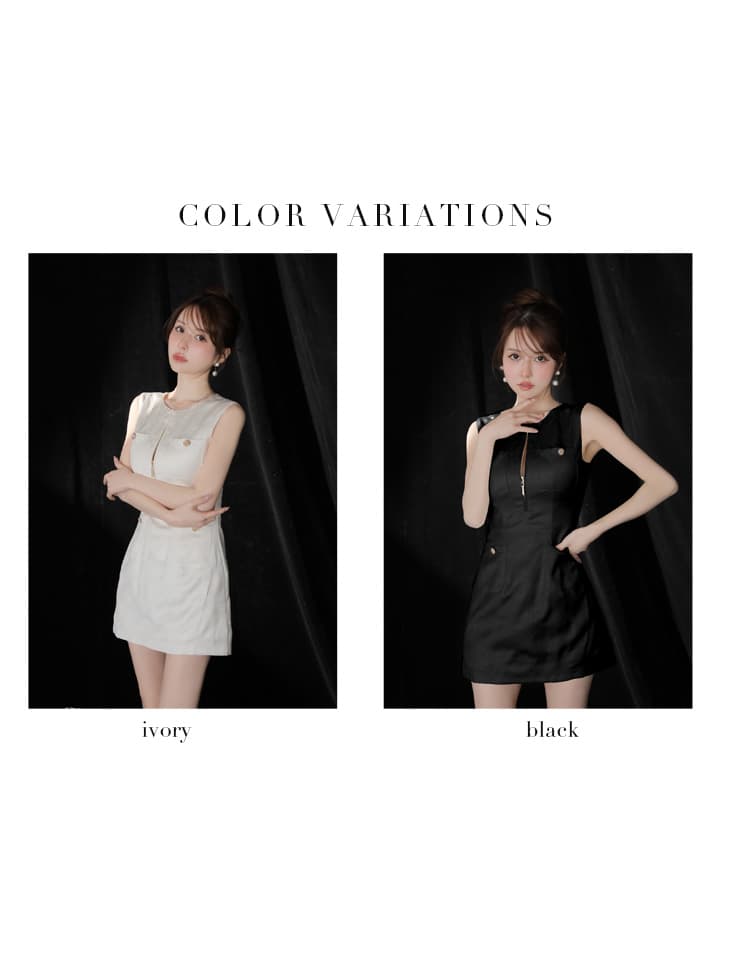 Glossy ローブドフルールグロッシー 【XS～Lサイズあり】レザーVネックノースリーブミニキャバドレス gl3492-c