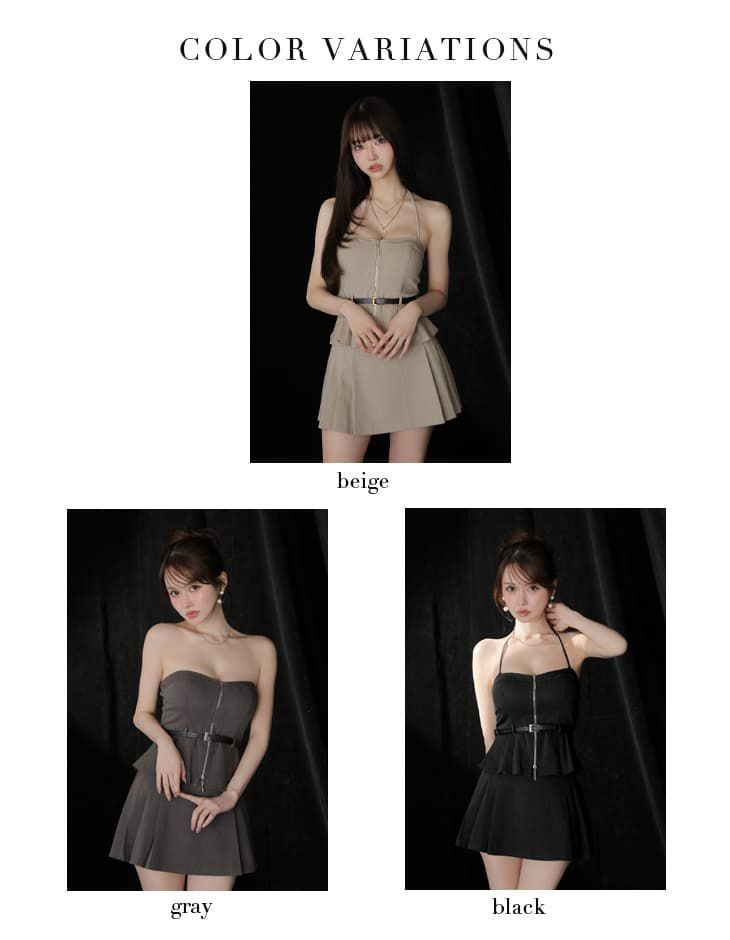 Glossy ローブドフルールグロッシー 【XSサイズあり】ホルターぺプラムベアセットアップミニキャバドレス gl3958-c