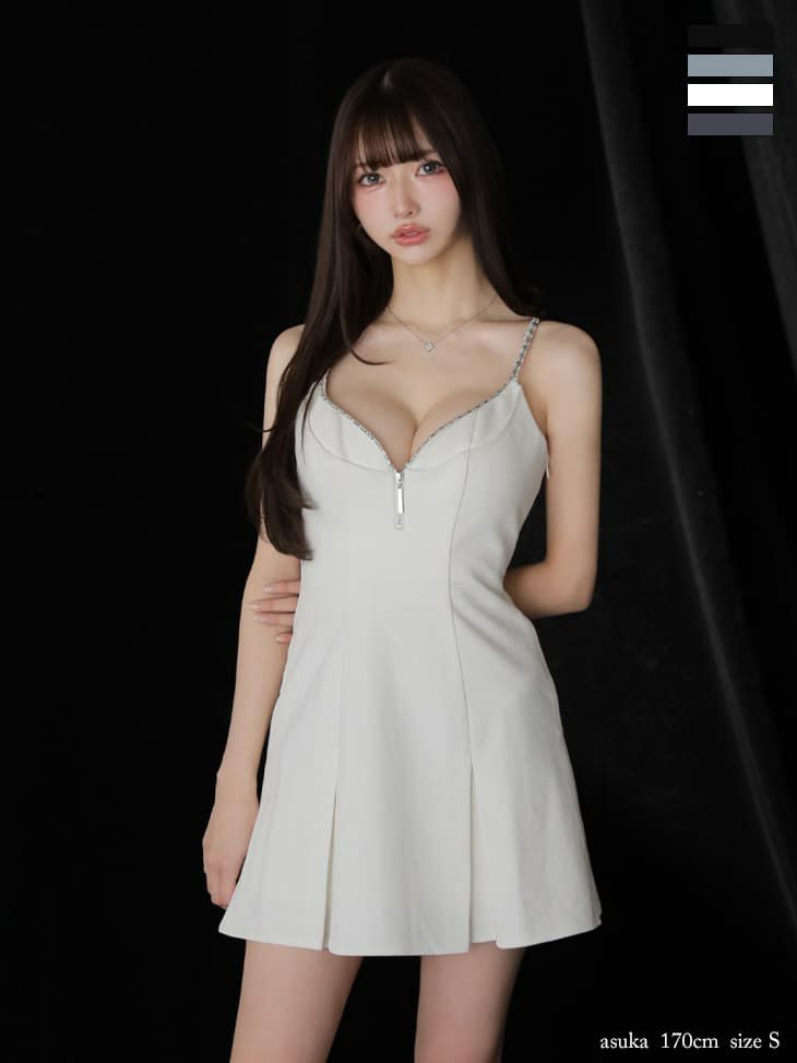 12月下旬頃入荷予定】 Glossy ローブドフルールグロッシー 【XSサイズあり】 ジップキャミフレアミニキャバドレス gl3963-c