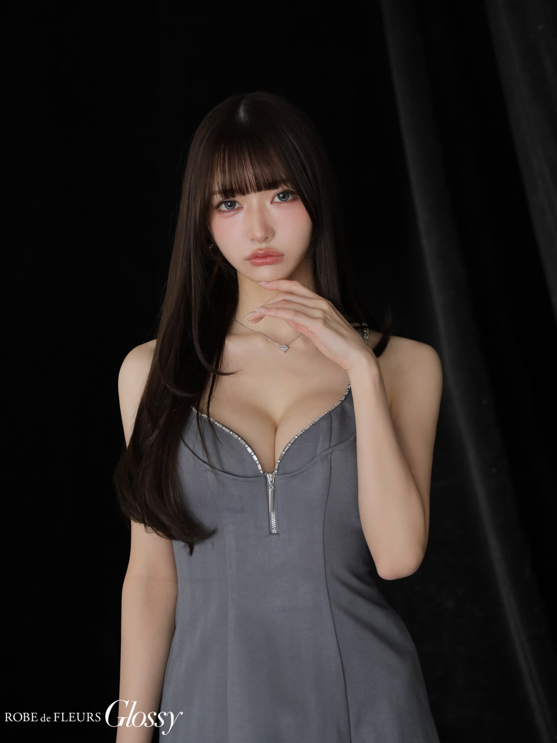 12月下旬頃入荷予定】 Glossy ローブドフルールグロッシー 【XSサイズあり】 ジップキャミフレアミニキャバドレス gl3963-c