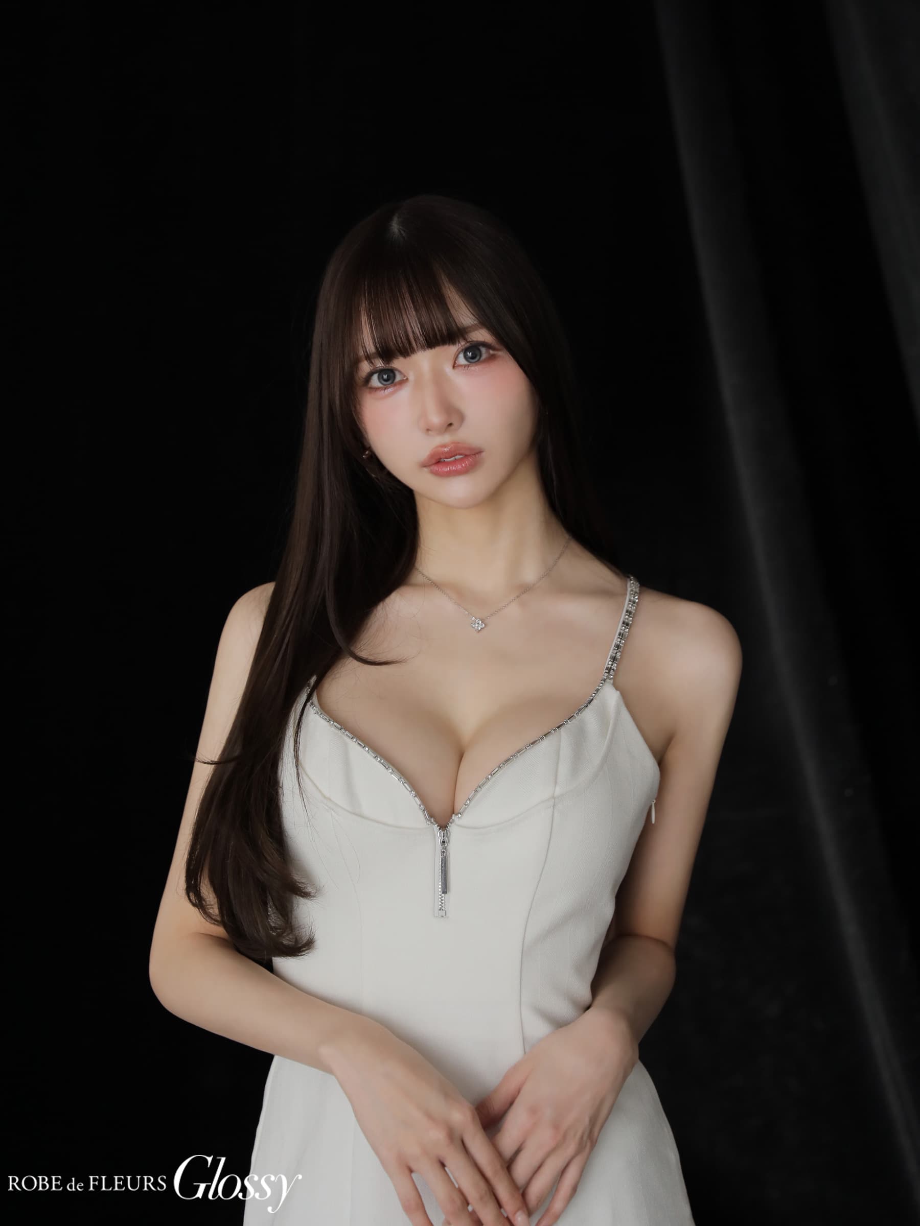 12月下旬頃入荷予定】 Glossy ローブドフルールグロッシー 【XSサイズあり】 ジップキャミフレアミニキャバドレス gl3963-c