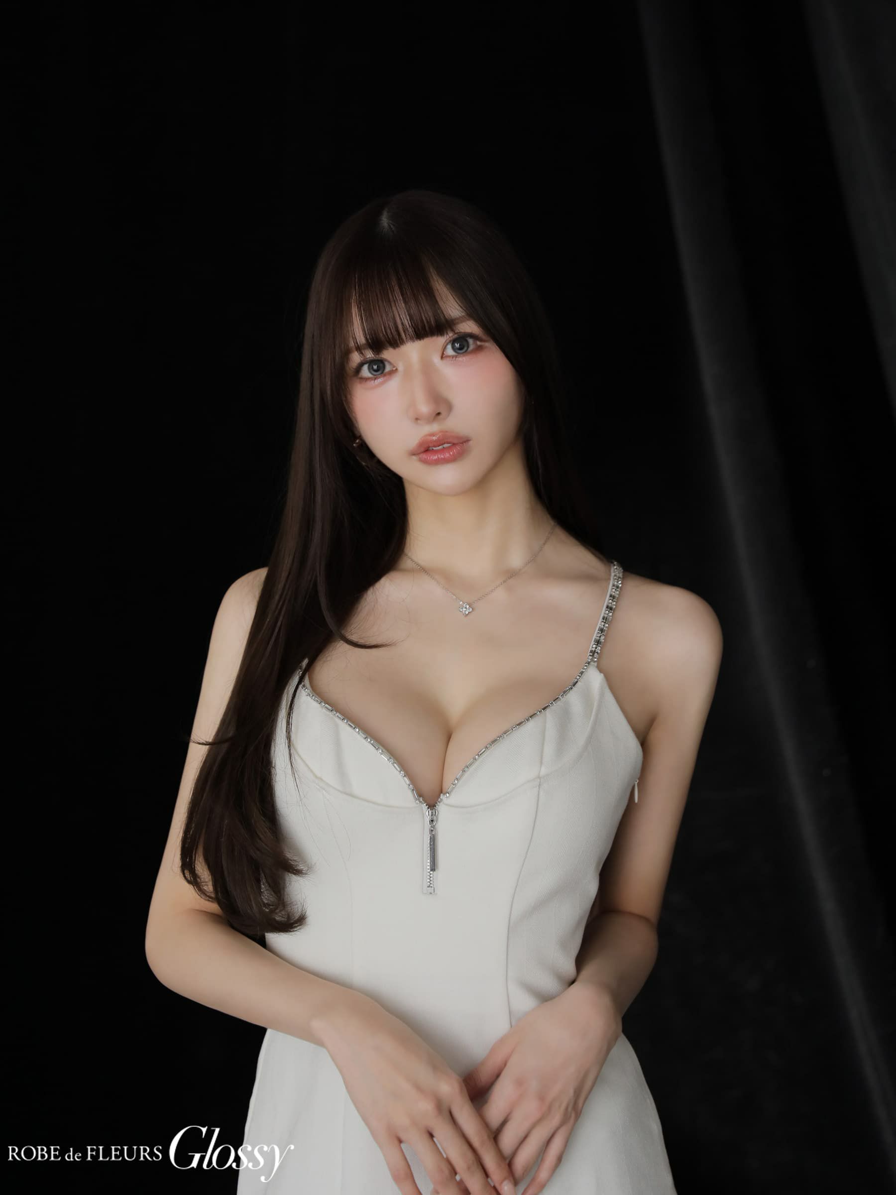 12月下旬頃入荷予定】 Glossy ローブドフルールグロッシー 【XSサイズあり】 ジップキャミフレアミニキャバドレス gl3963-c