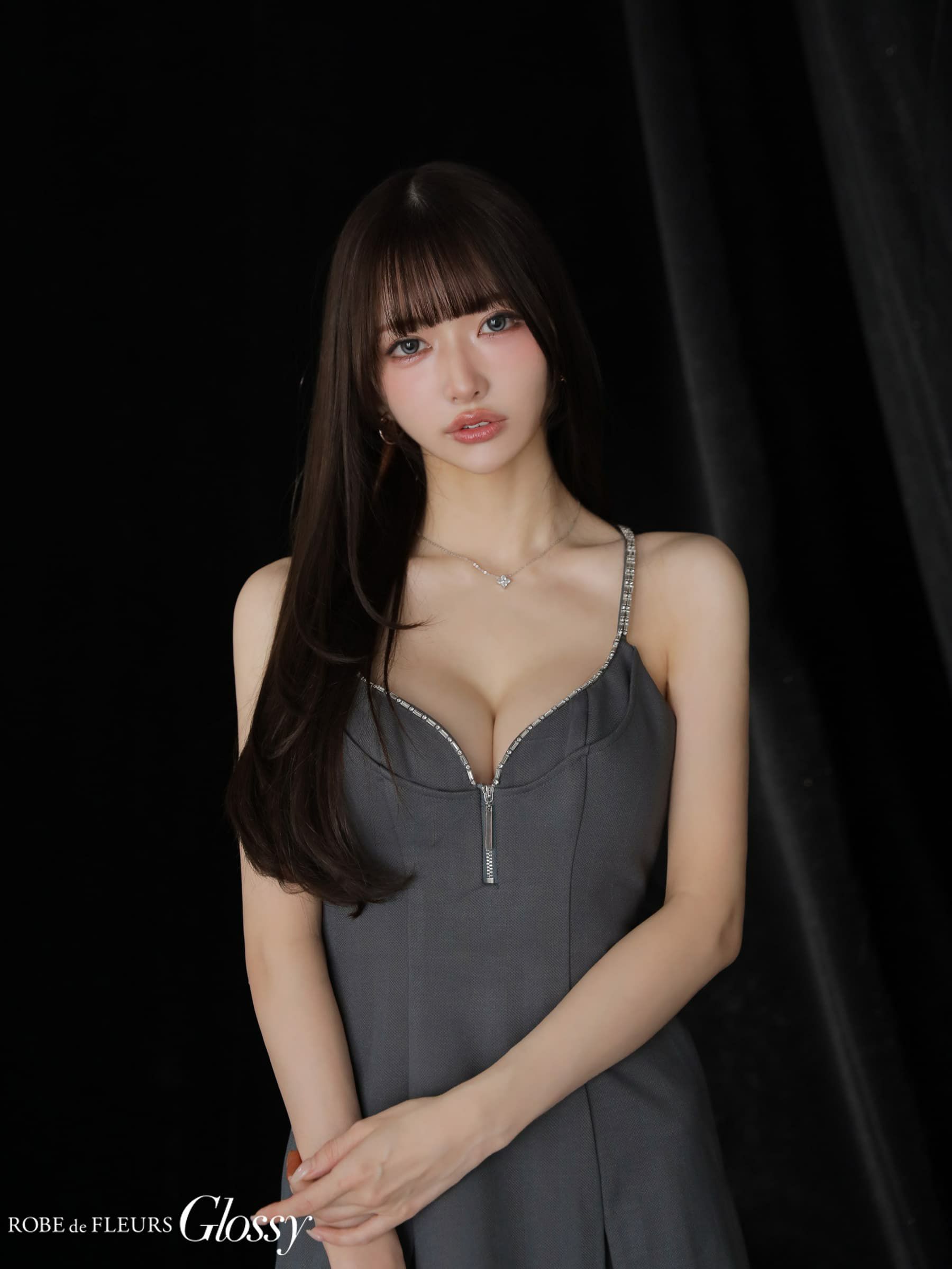 12月下旬頃入荷予定】 Glossy ローブドフルールグロッシー 【XSサイズあり】 ジップキャミフレアミニキャバドレス gl3963-c