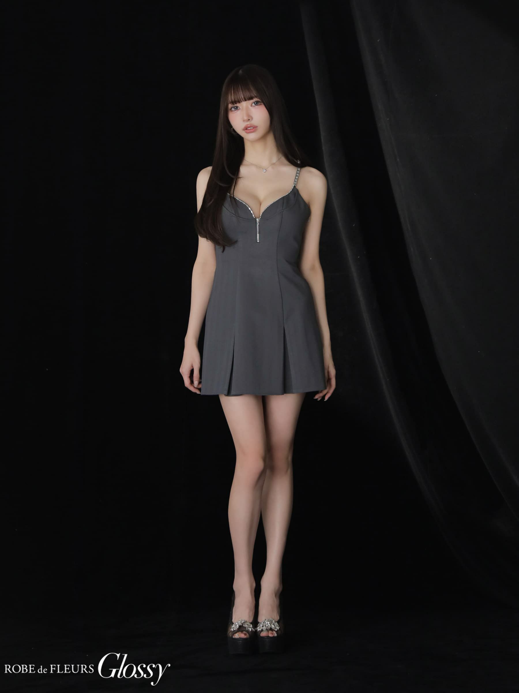 12月下旬頃入荷予定】 Glossy ローブドフルールグロッシー 【XSサイズあり】 ジップキャミフレアミニキャバドレス gl3963-c