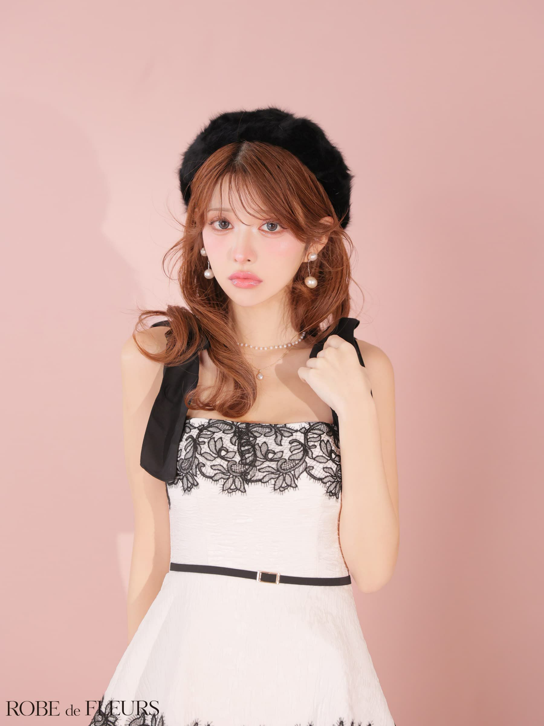 ROBE de FLEURS ローブドフルール 【Lサイズあり】 ジャガードレースティアードロングキャバドレス fm3487-c