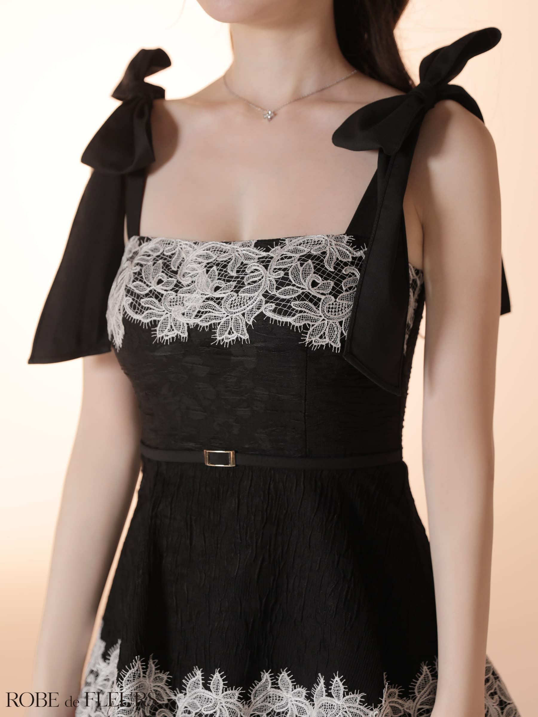 ROBE de FLEURS ローブドフルール 【Lサイズあり】 ジャガードレースティアードロングキャバドレス fm3487-c