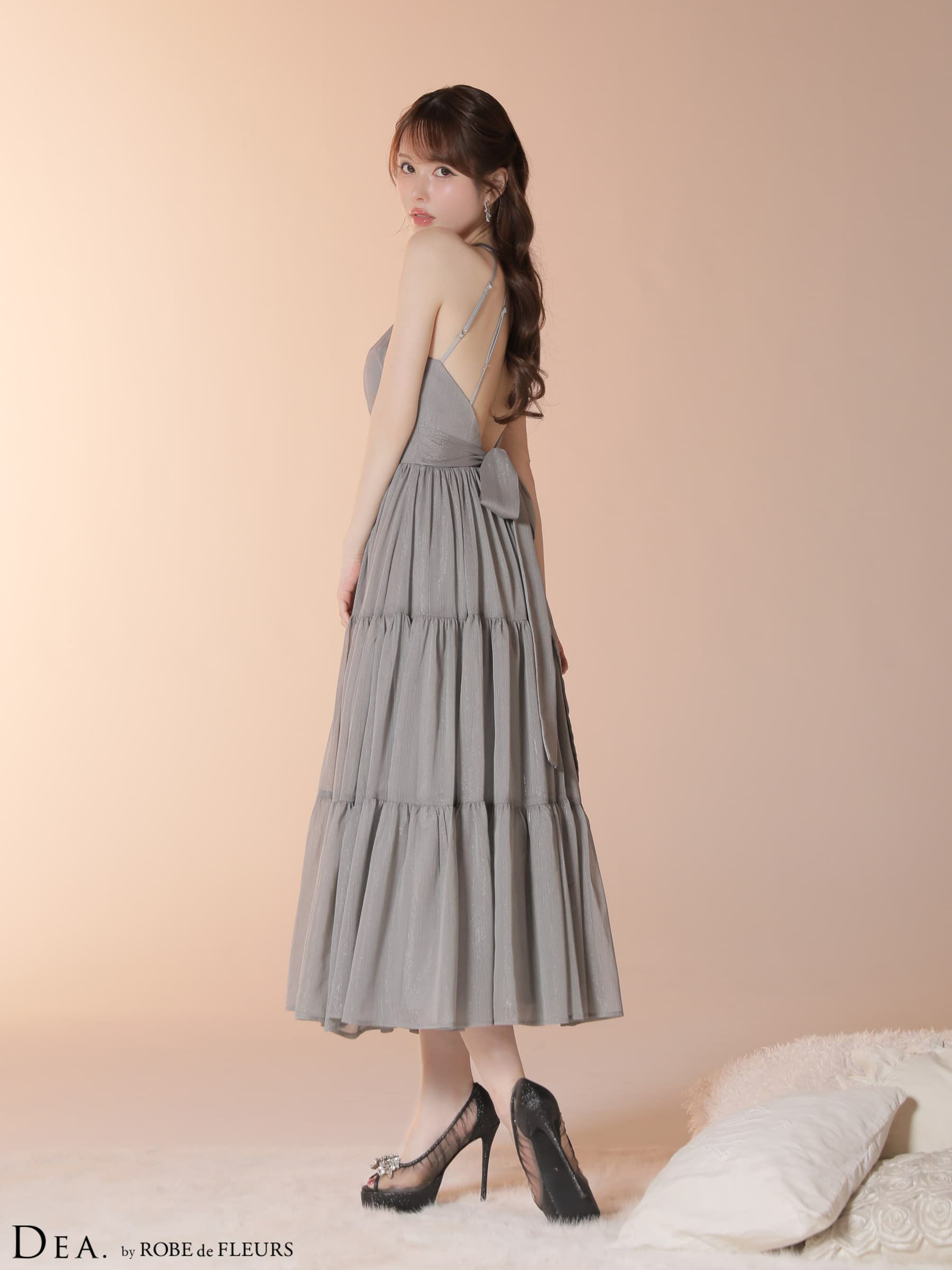  DEA. ディア バイ ローブドフルール 【Lサイズあり】 ラメシフォンホルターネックティアードロングドレス de4145-c