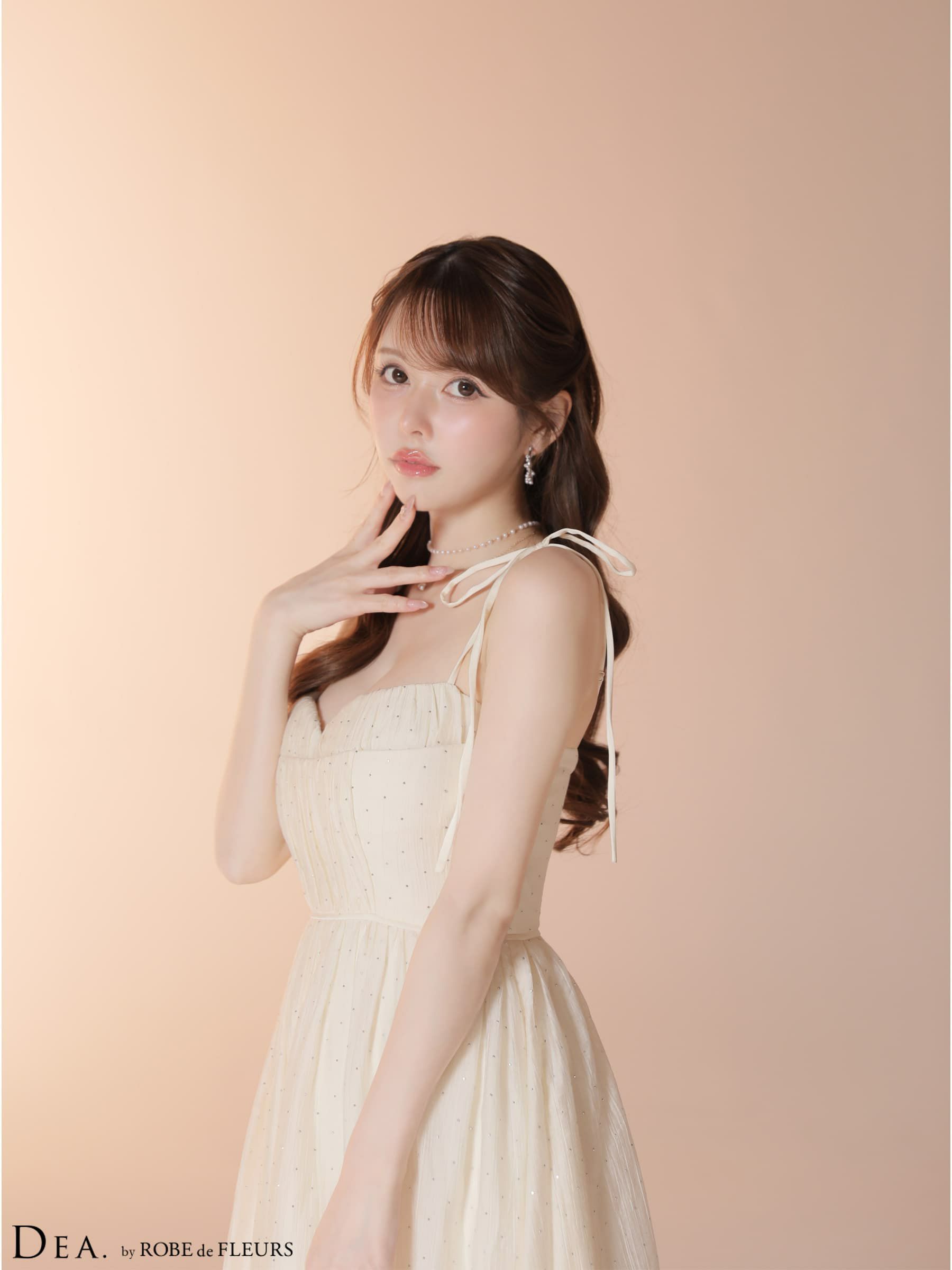 DEA. ディア バイ ローブドフルール 【XS～Lサイズあり】 ストーン付きシフォンロングキャミキャバドレス de4147-c