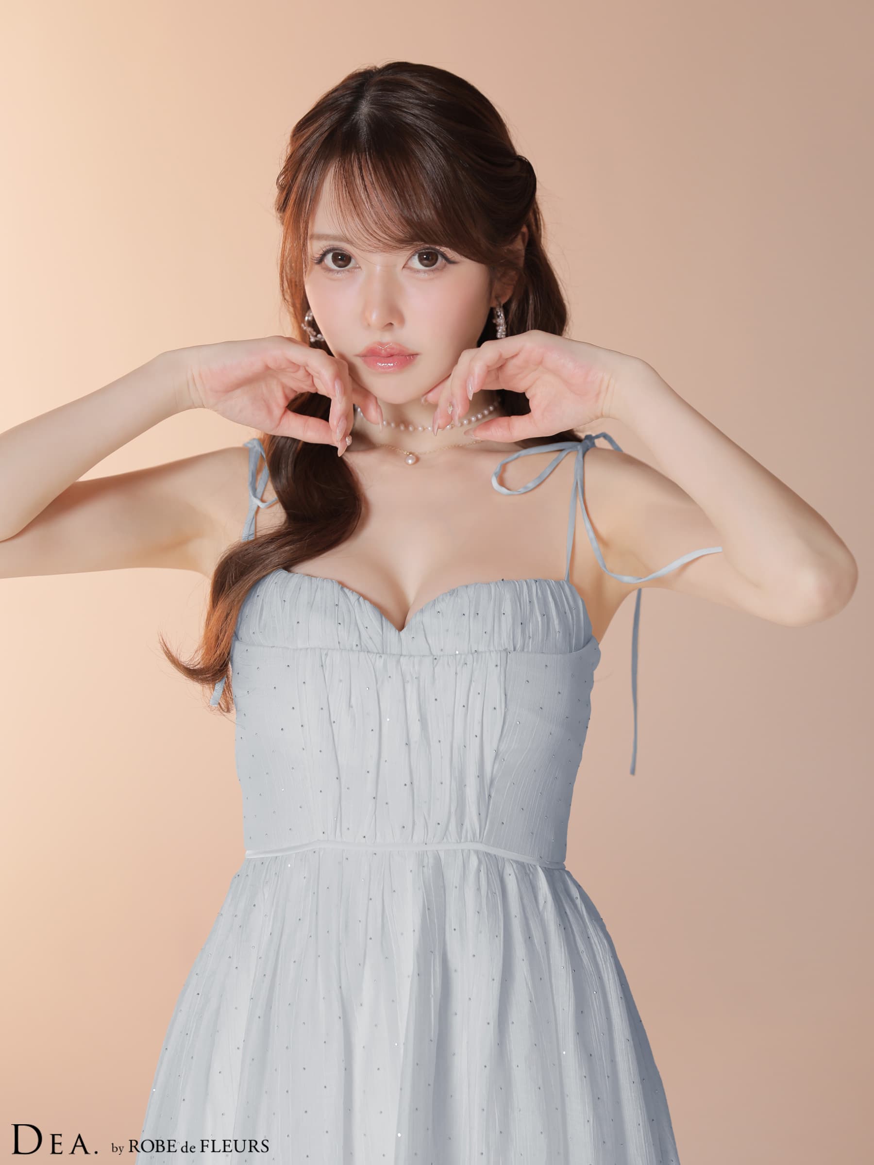 DEA. ディア バイ ローブドフルール 【XS～Lサイズあり】 ストーン付きシフォンロングキャミキャバドレス de4147-c