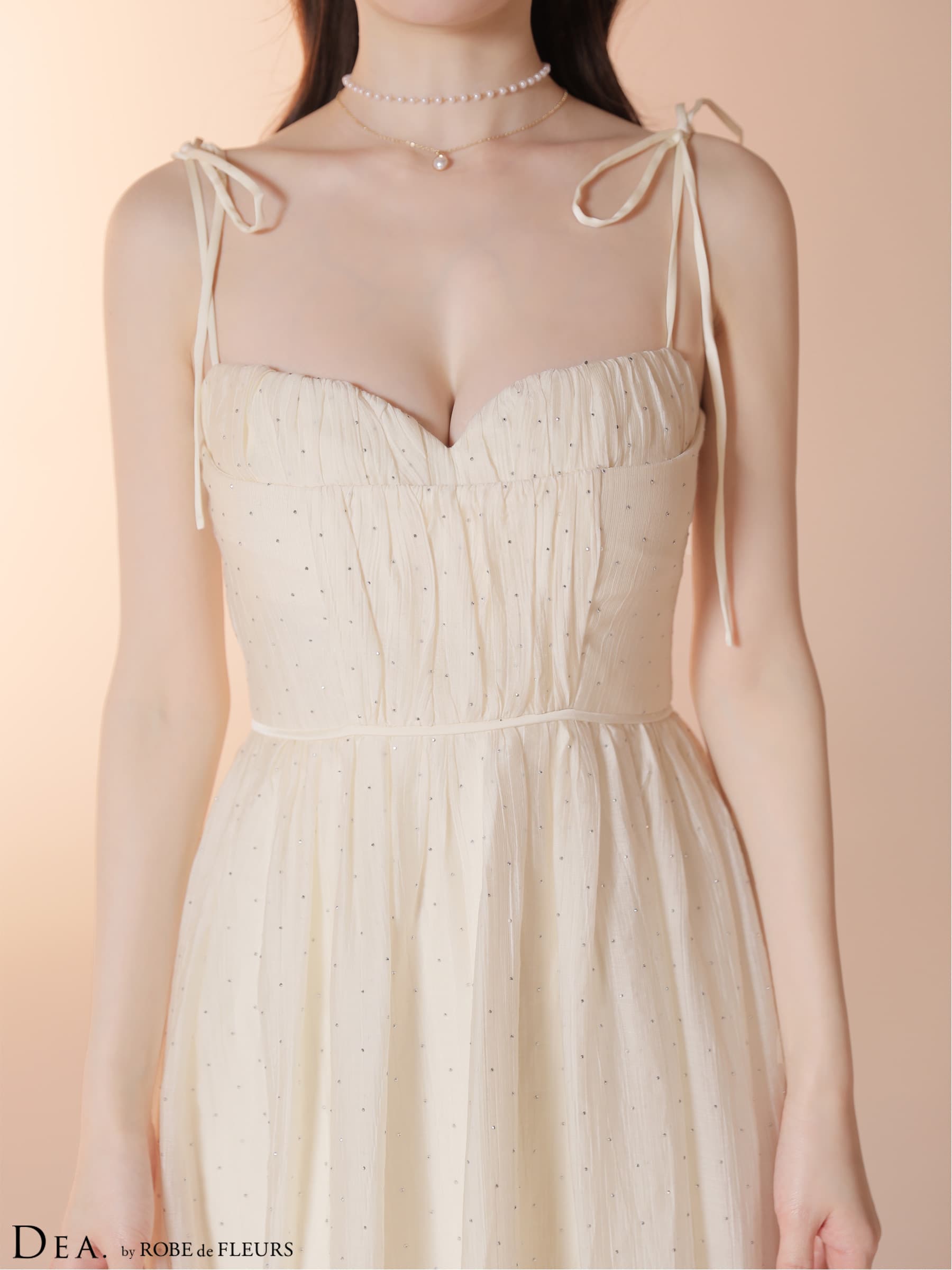 DEA. ディア バイ ローブドフルール 【XS～Lサイズあり】 ストーン付きシフォンロングキャミキャバドレス de4147-c