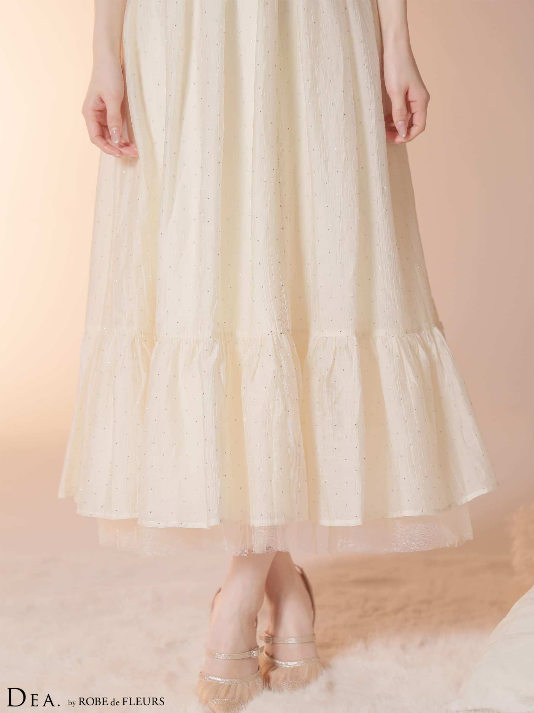 DEA. ディア バイ ローブドフルール 【XS～Lサイズあり】 ストーン付きシフォンロングキャミキャバドレス de4147-c